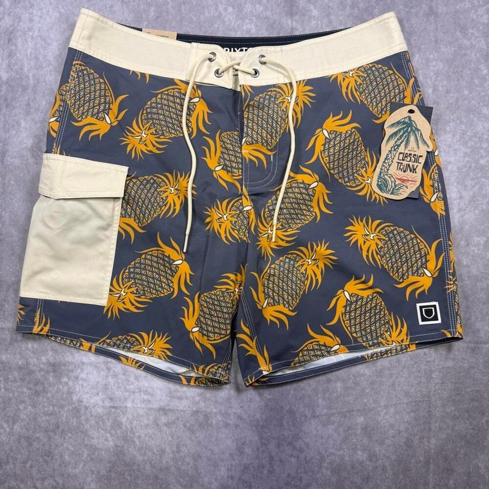 NWT Brixton Classic Boardshorts - Future Grey Golden Pineapple - Men's Size 30